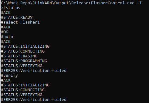 FlasherControl.exe example for interactive mode