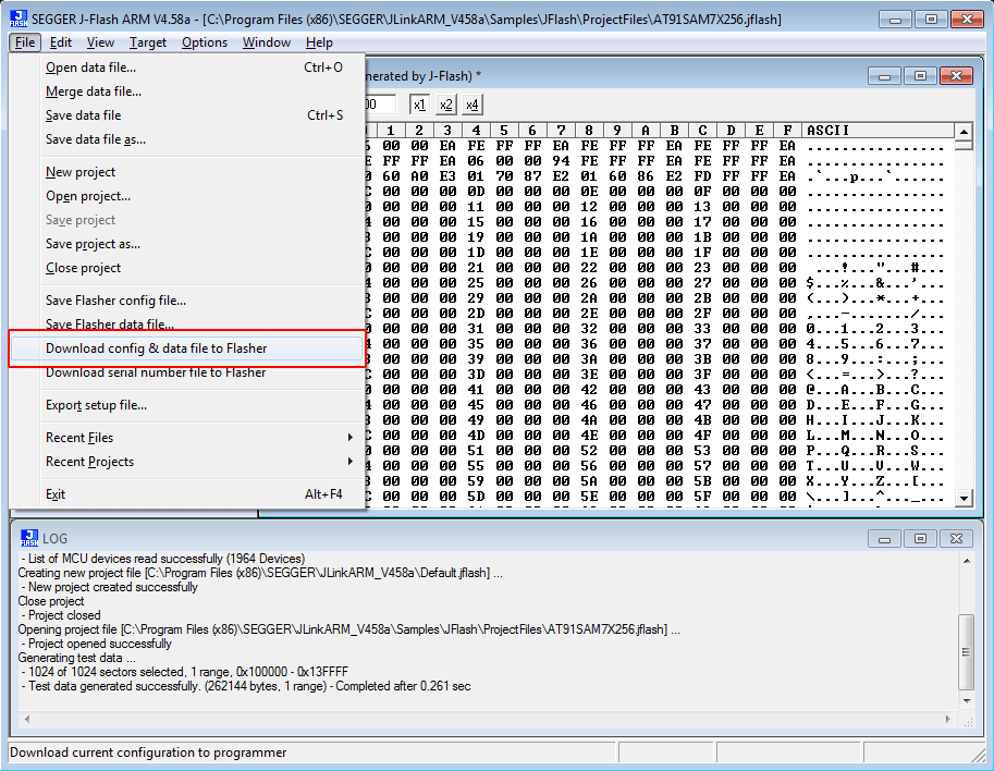 jflash download to emul.gif