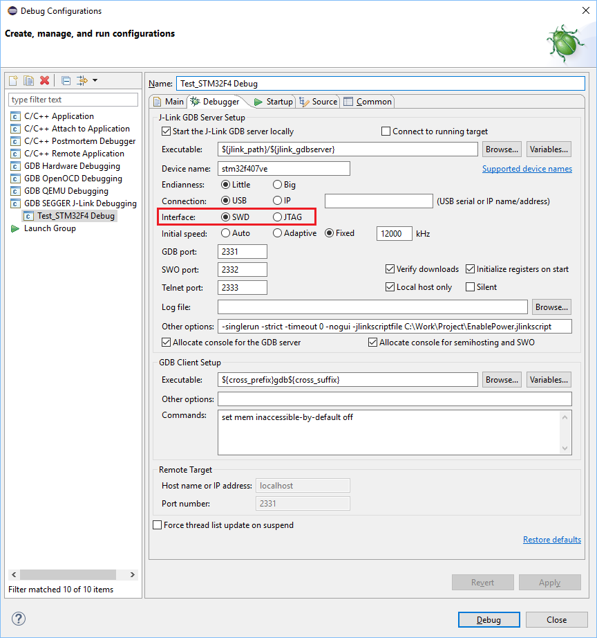 Eclipse JLinkDebugConf Debugger TargetInterface.png