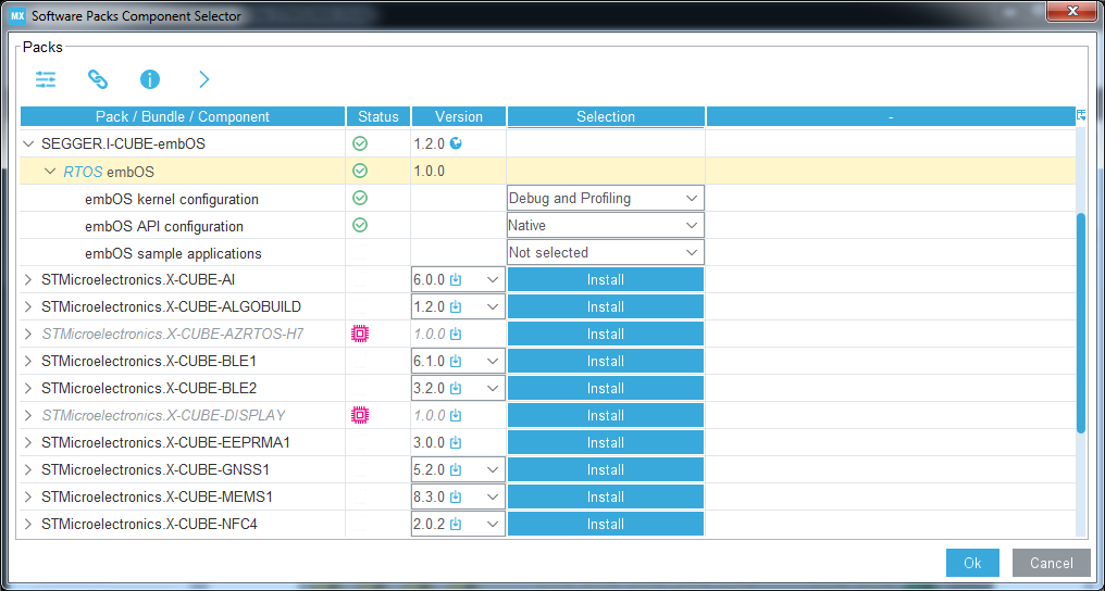 I-CUBE-embOS expansion for STM32CubeMX project configured in STM32CubeMX