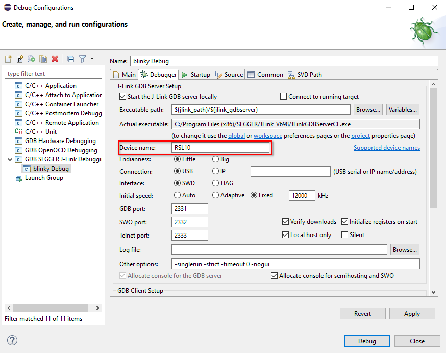 OnSemiconducorIDE JLinkDebugConf Debugger TargetDevice.png