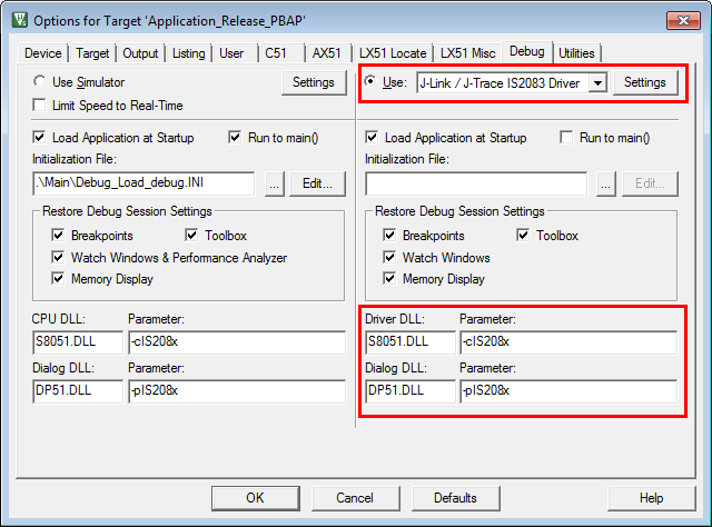 KeilPK51 BT5511 Options Debug.png