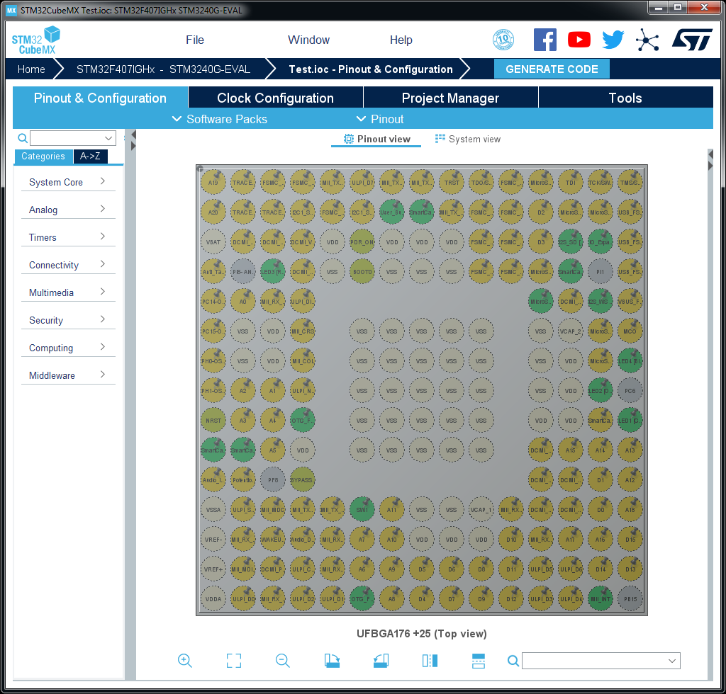 Basic project for the STM3240G-Eval in STM32CubeMX'
