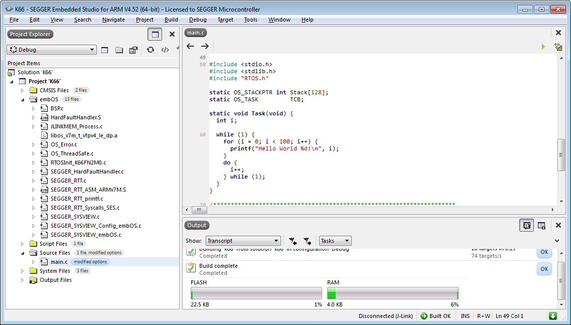 Task stack and control block