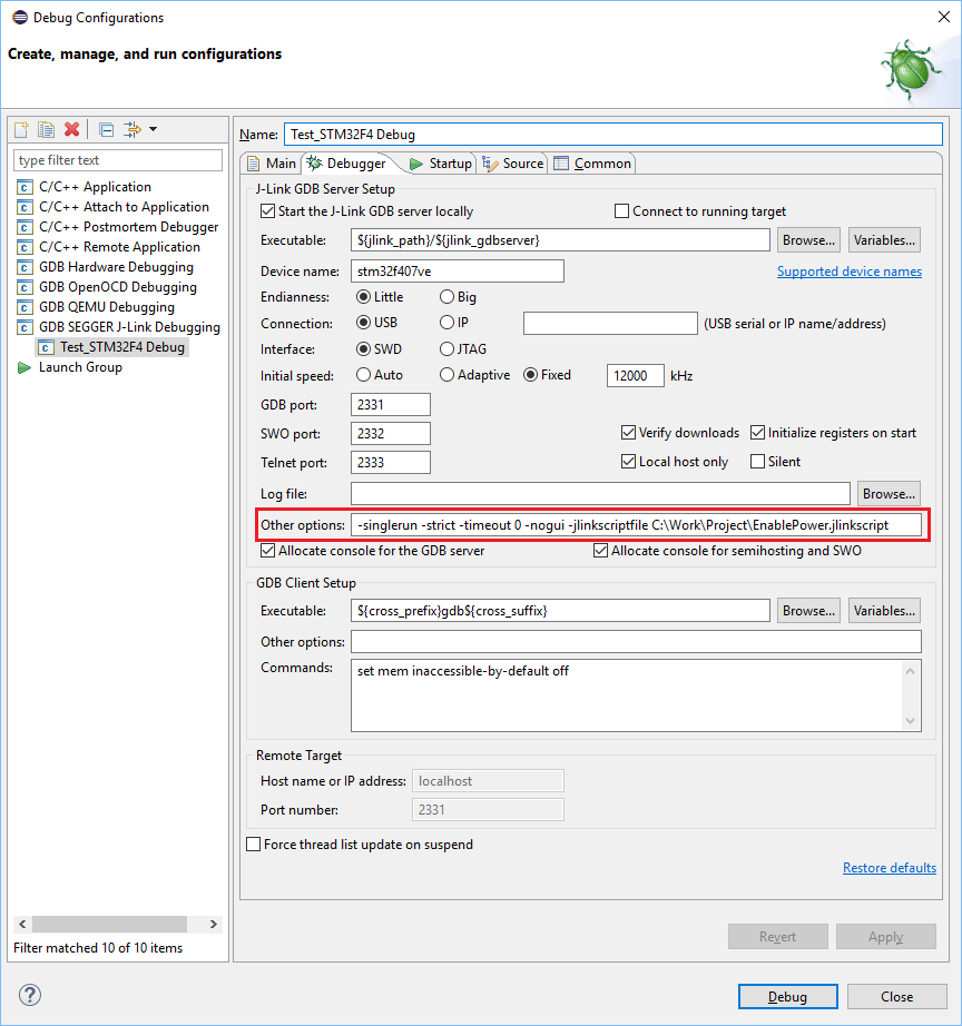 Eclipse JLinkDebugConf Debugger GDBServerCLO.png