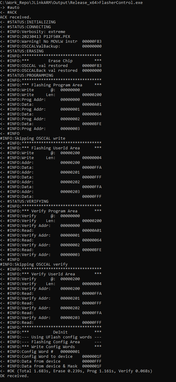 FlasherControl.exe example for automatic mode with #auto command