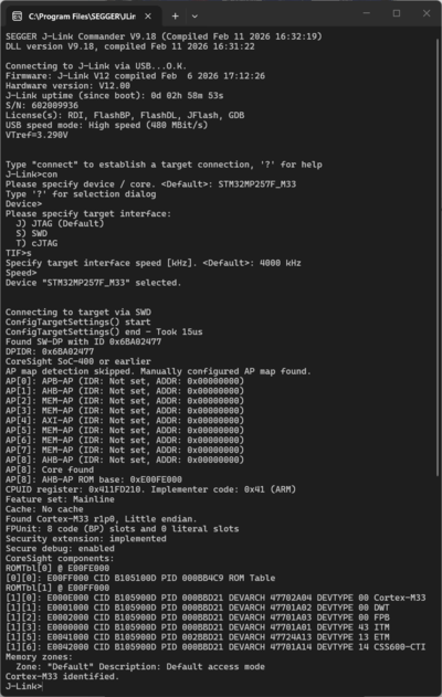 ST STM32MP257F-DK M33 CONNECT.PNG