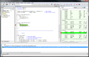 Active debug session with an IAR steck check warning in the debug log