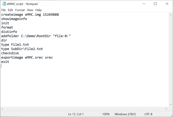 Screenshot of that shows the contents of the script file.