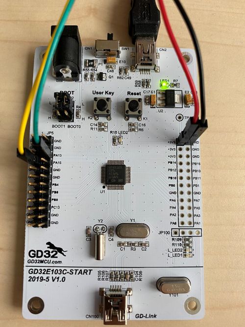 GD32E103C-START wired with jumper cables