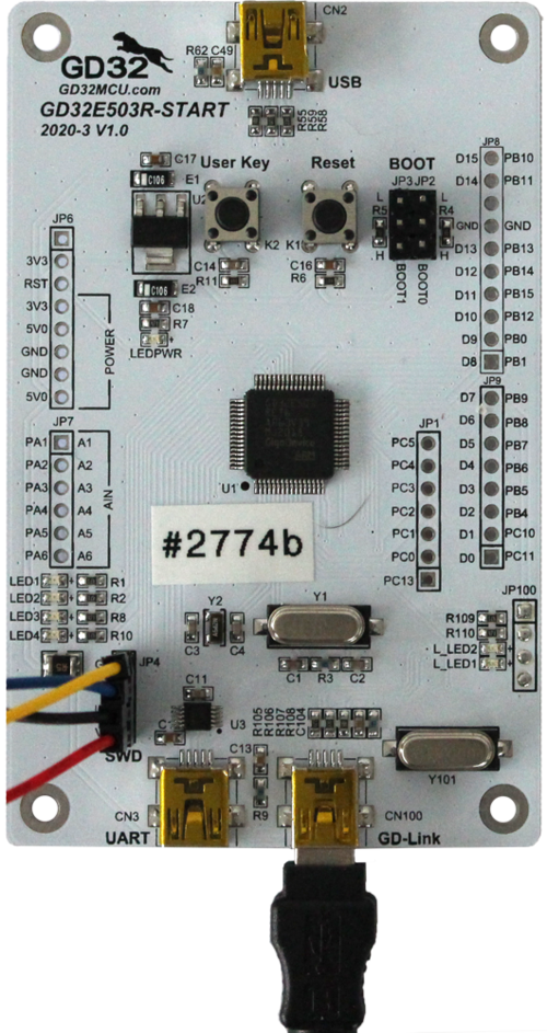 GD32E503R-START wired with jumper cables